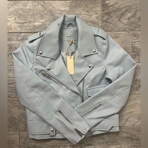 NWT Blank NYC Vegan Leather Baby blue Moto Jacket